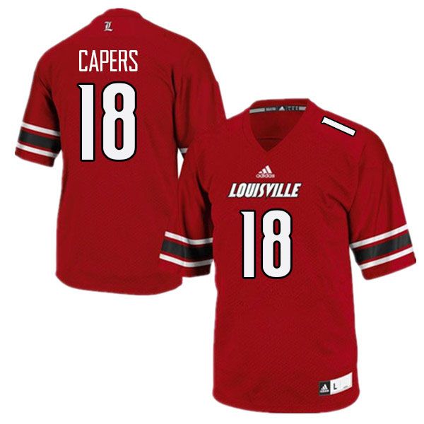 Men #18 T.J. Capers Louisville Cardinals College Football Jerseys Stitched Sale-Red - Click Image to Close